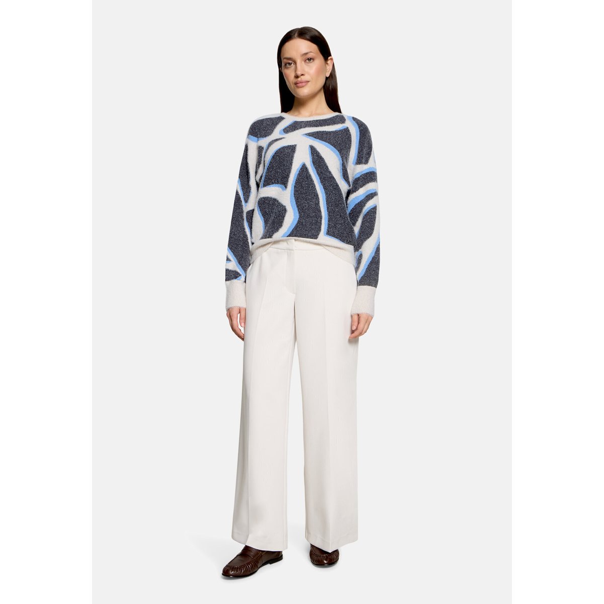 Pull-over en maille à motifs gris/blanc, BETTY & CO