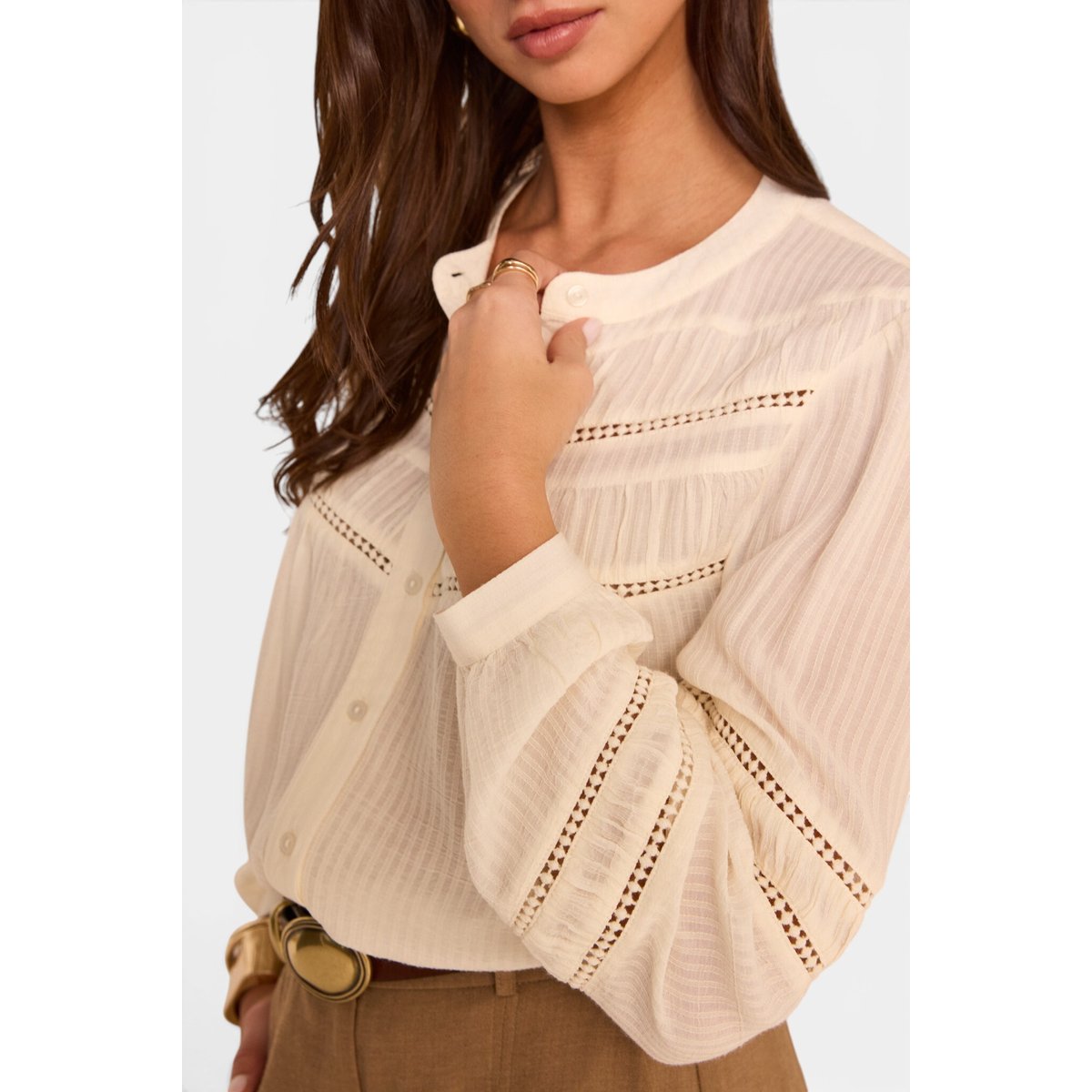 Blouse brodée à manches longues MAYA creme, Maison 123