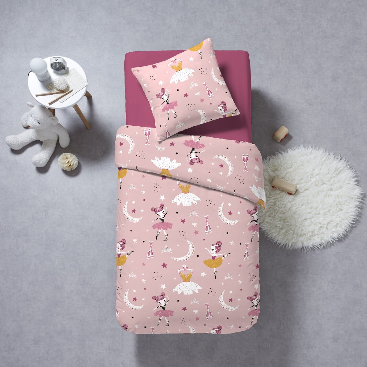 Parure de lit enfant coton, BALLERINE rose, C DESIGN HOME TEXTILE