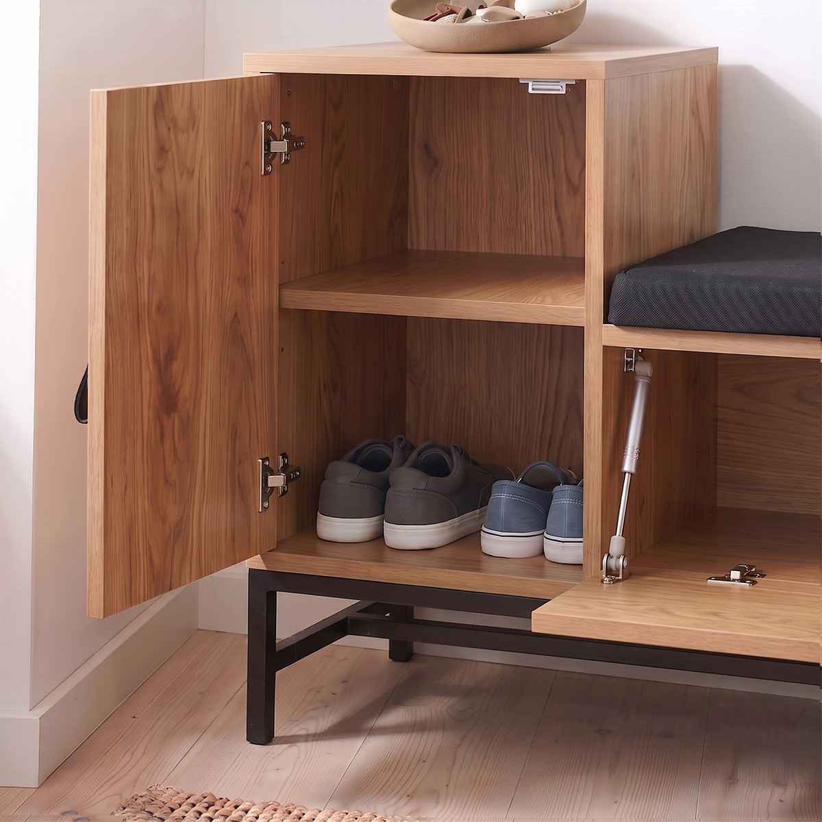 Banc d'entrée avec rangements chaussures  JILL bois clair, CALICOSY