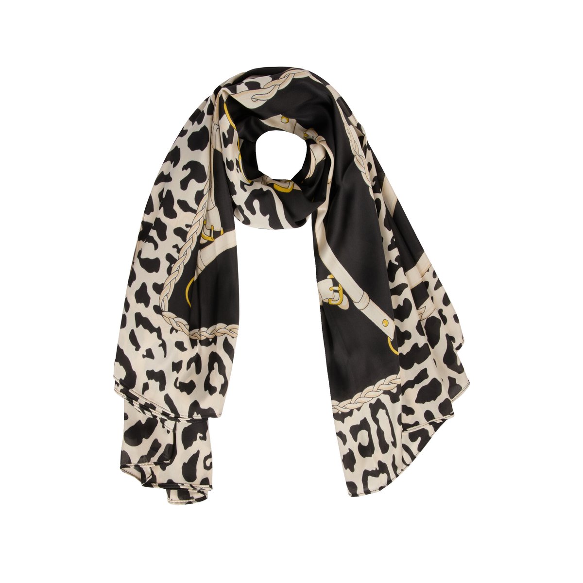 Foulard satiné léopard noir, MORGAN