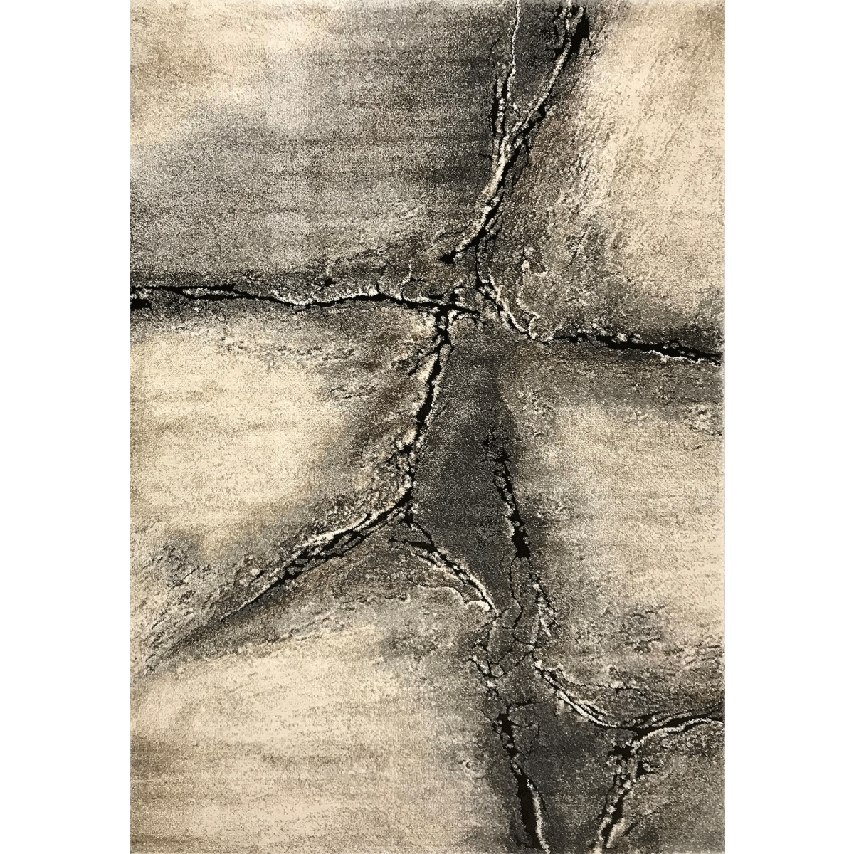 Tapis chambre tissé motif abstrait FRACIL gris, noir, beige, UN AMOUR DE TAPIS