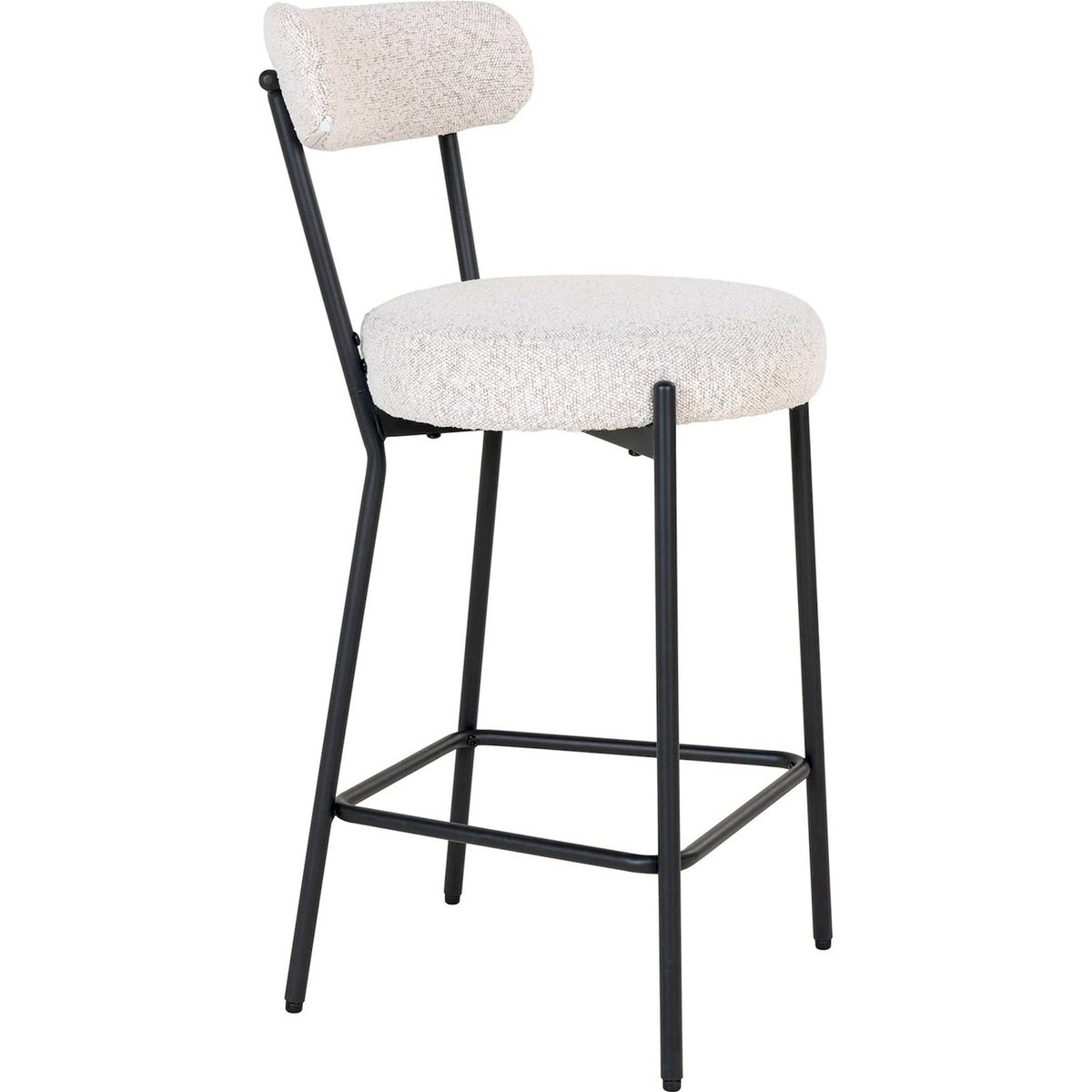 Tabouret de bar en tissu bouclé HOLSTELLY blanc bouclé et noir, RECOLLECTION