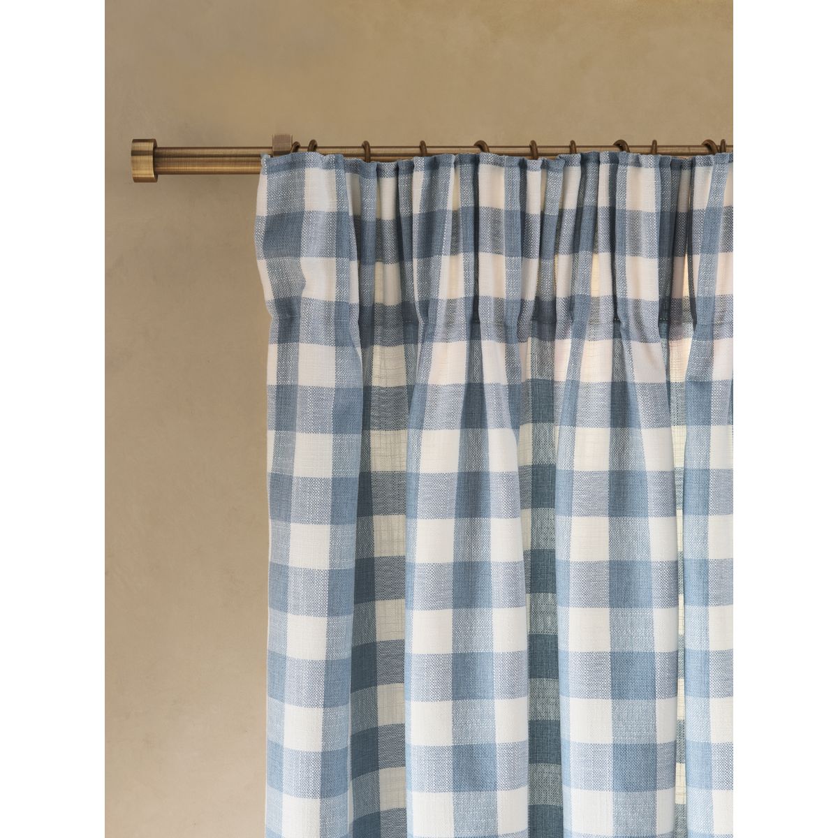 Rideaux doublés à plis et carreaux vichy bleu, NEXT