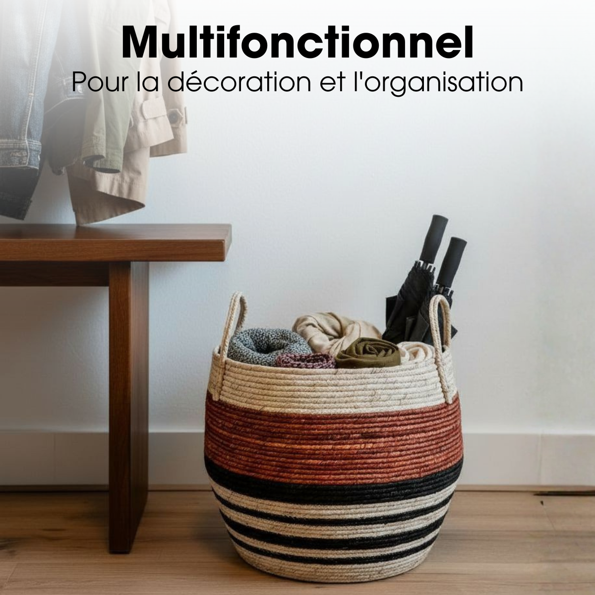 Ensemble de paniers de rangement brun, MICA DECORATIONS