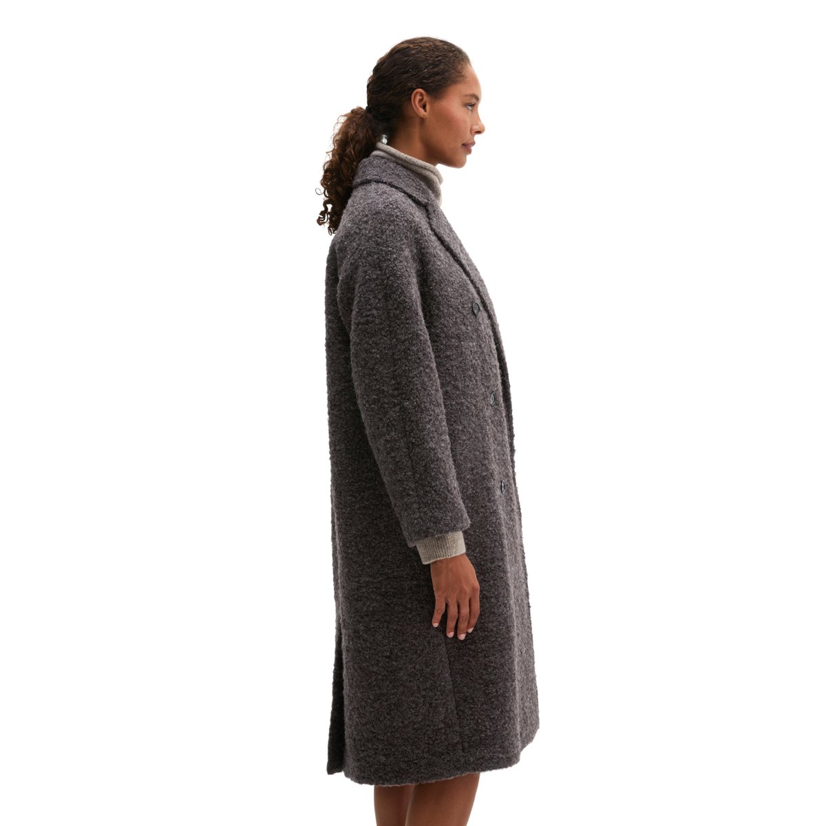 Manteau bouclé style décontracté en mélange de laine marron, MARC O'POLO