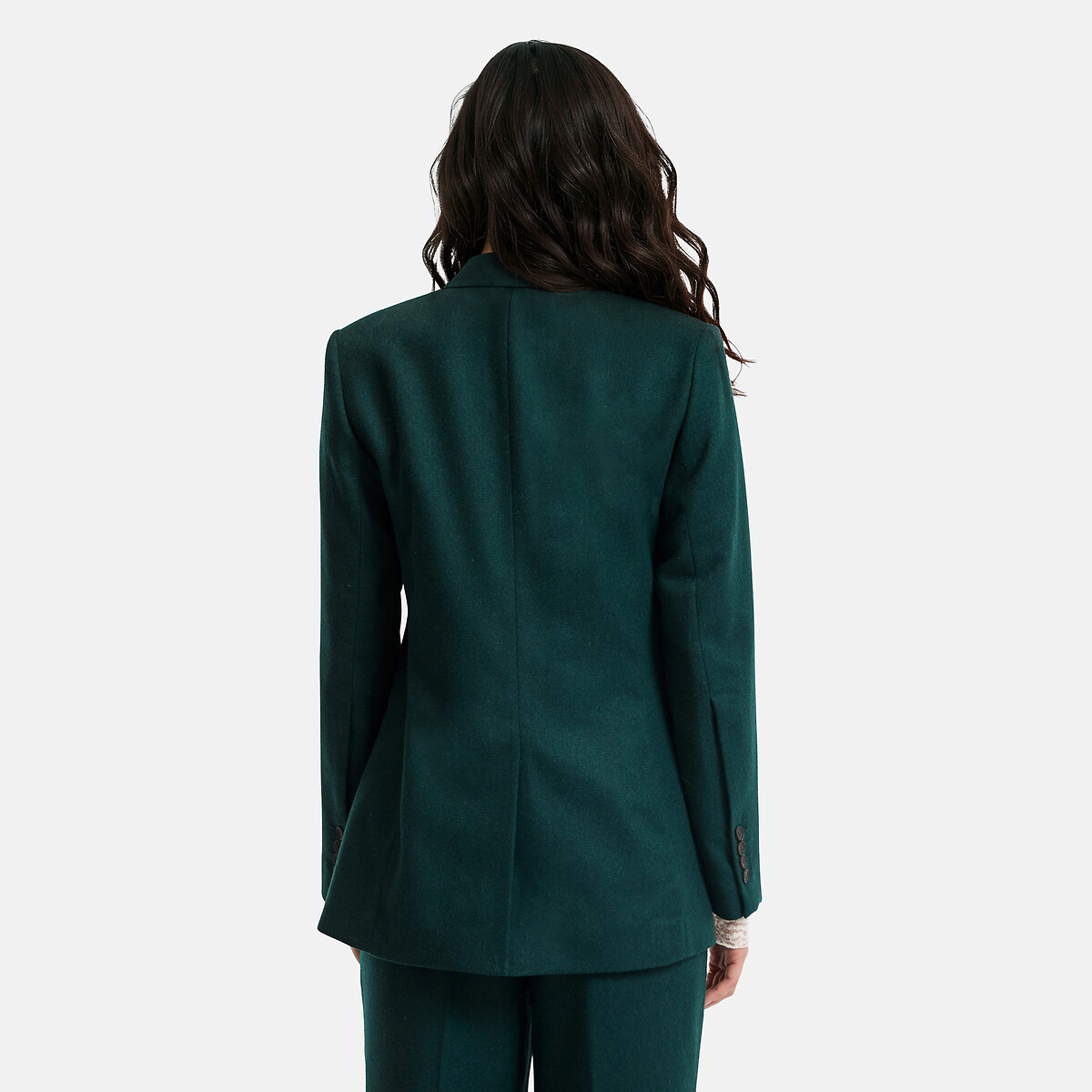 Blazer, coupe cintrée, en laine mélangée vert emeraude, LA REDOUTE COLLECTIONS