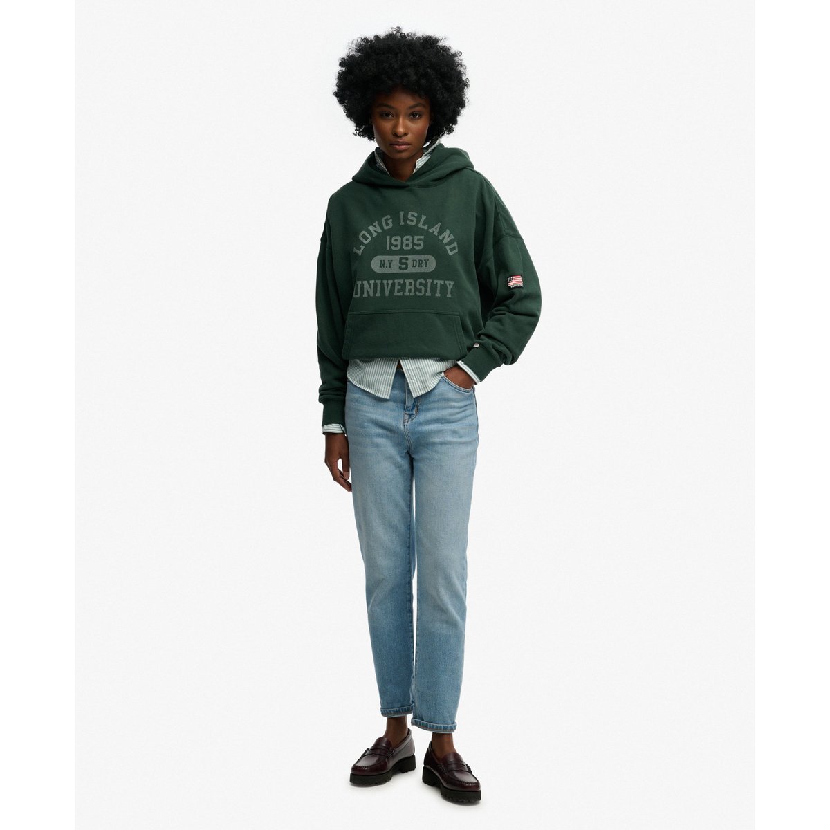 Sweat à capuche Athletic Essentials Décontracté vert émail, SUPERDRY