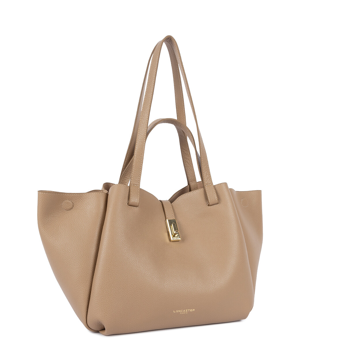 Sac cabas porté épaule L en cuir, MILANO HORIZON sable, LANCASTER
