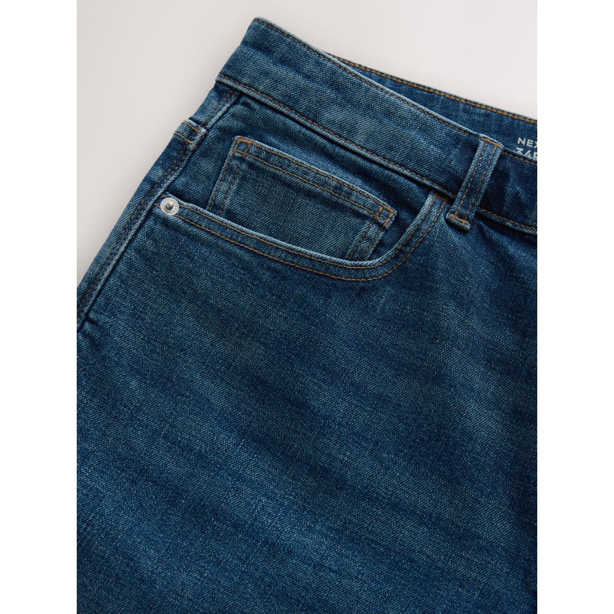 Jean stretch coupe slim classique bleu moyen à hachures croisées, NEXT