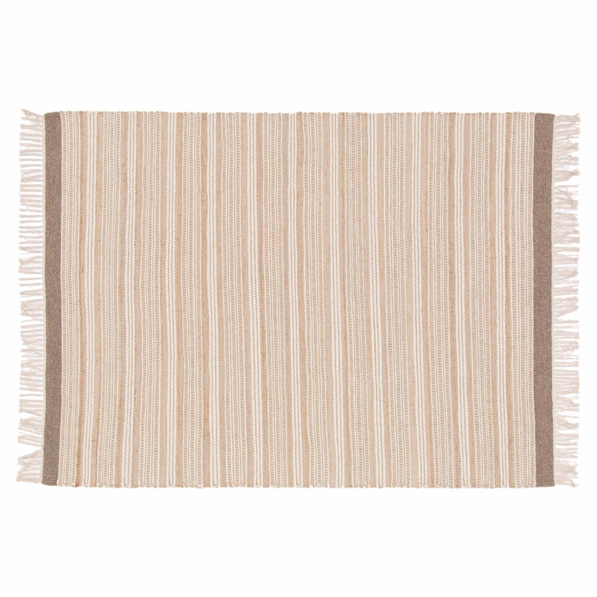 Tapis ARUN en laine et jute tissé à plat, ARUN beige, OVIALA