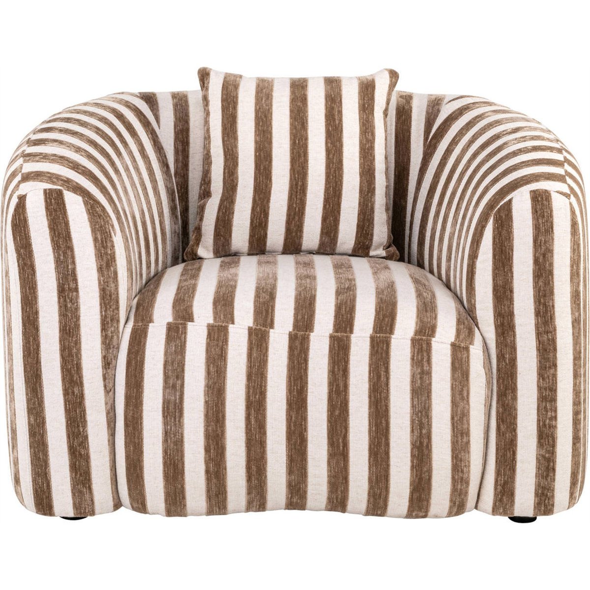 Fauteuil lounge rayé au confort généreux rayures sable, RECOLLECTION