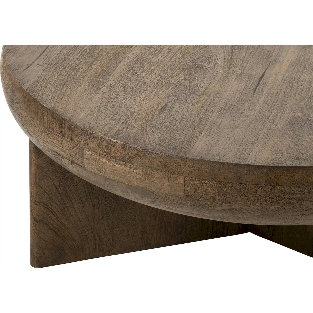 Table basse ronde en bois de manguier marron foncé, RECOLLECTION