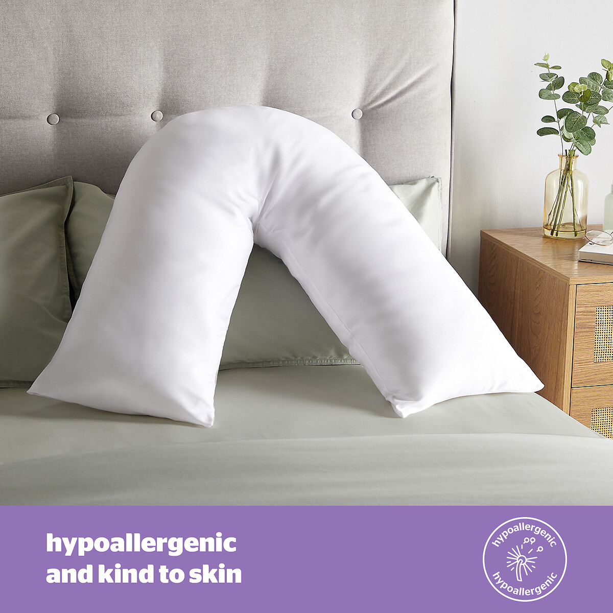 V Shape Support Pillow white, SILENTNIGHT