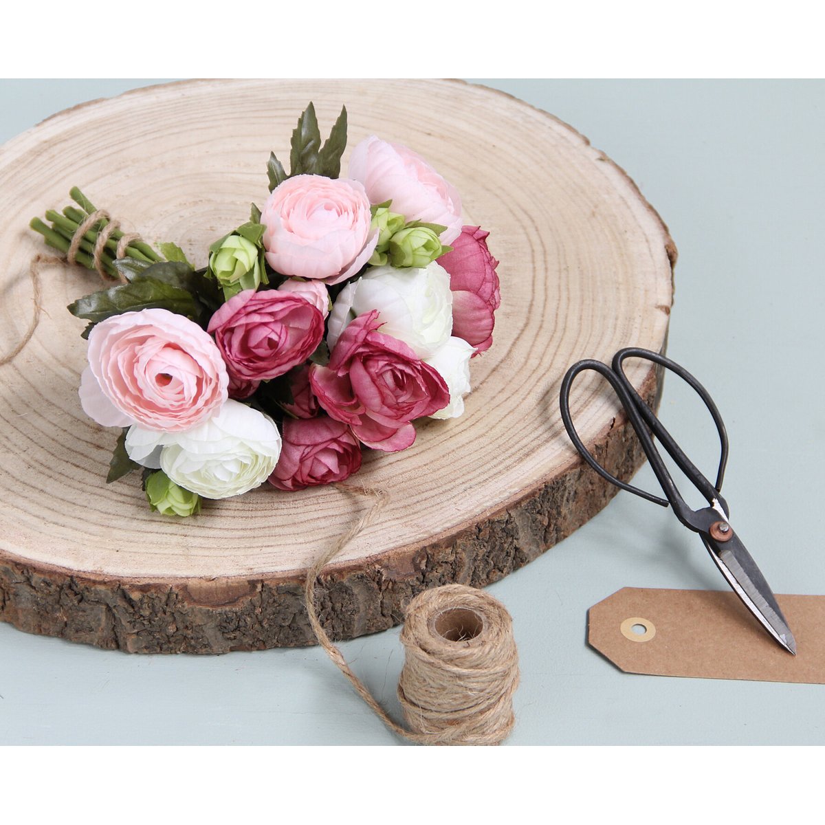 Bouquet de fleurs Ø19 cm RANUNCULUS rose, MICA DECORATIONS