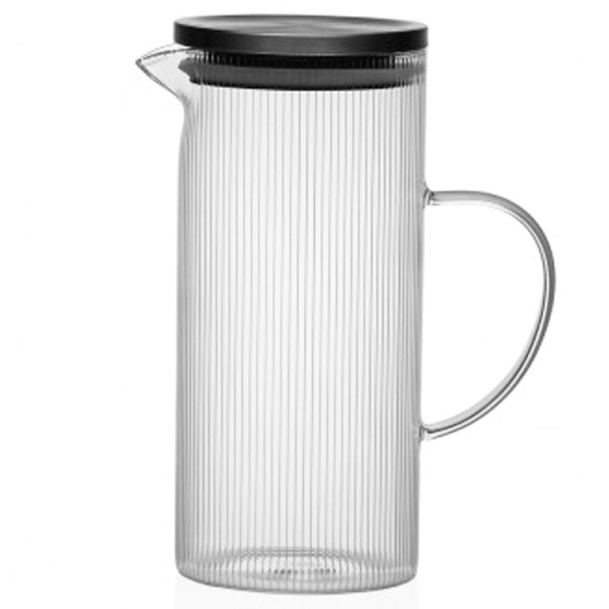Carafe en verre strié 1.4L 15x10x22cm transparent, VERSA