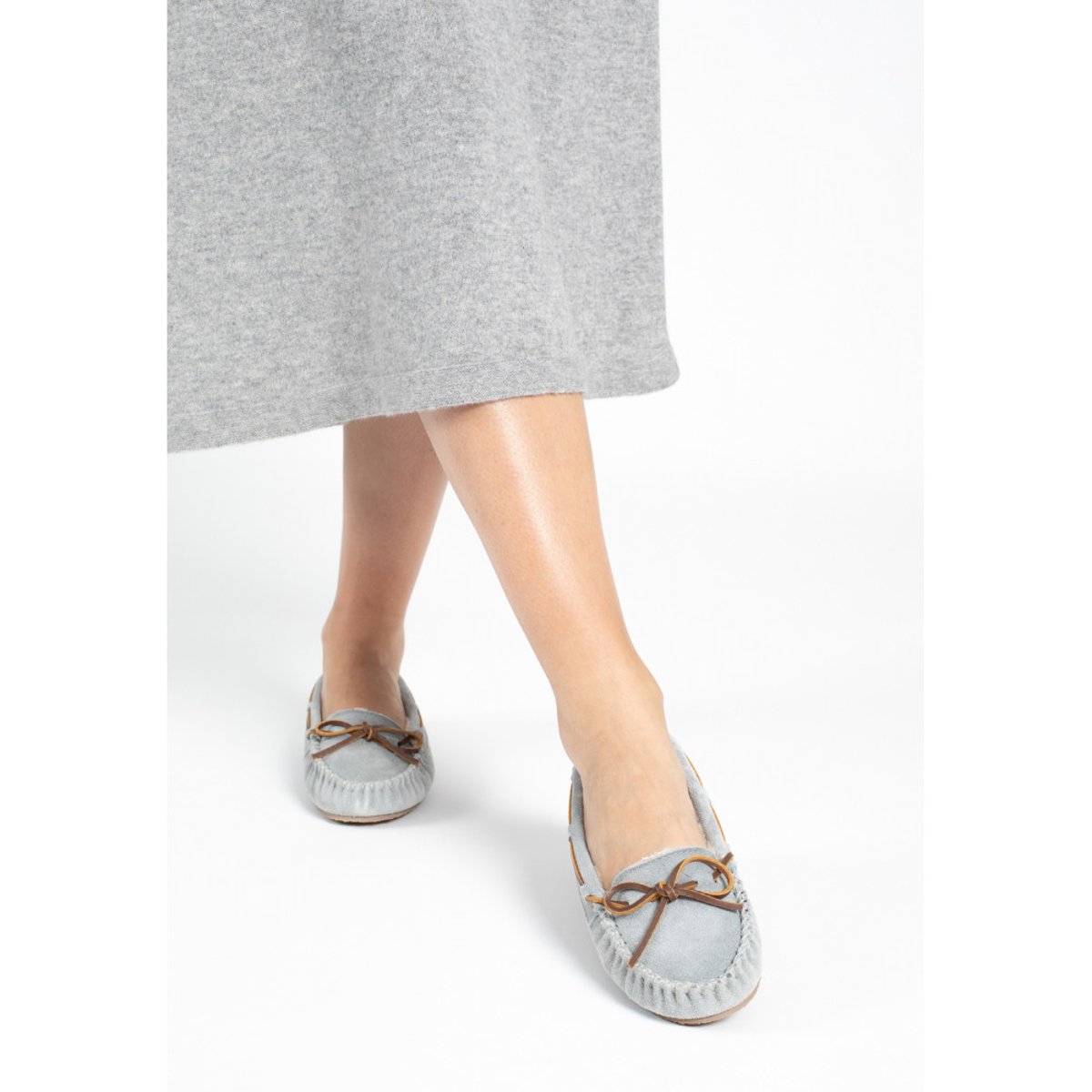 Mocassins en daim fourrés en laine CALLY imprimé floral, MINNETONKA