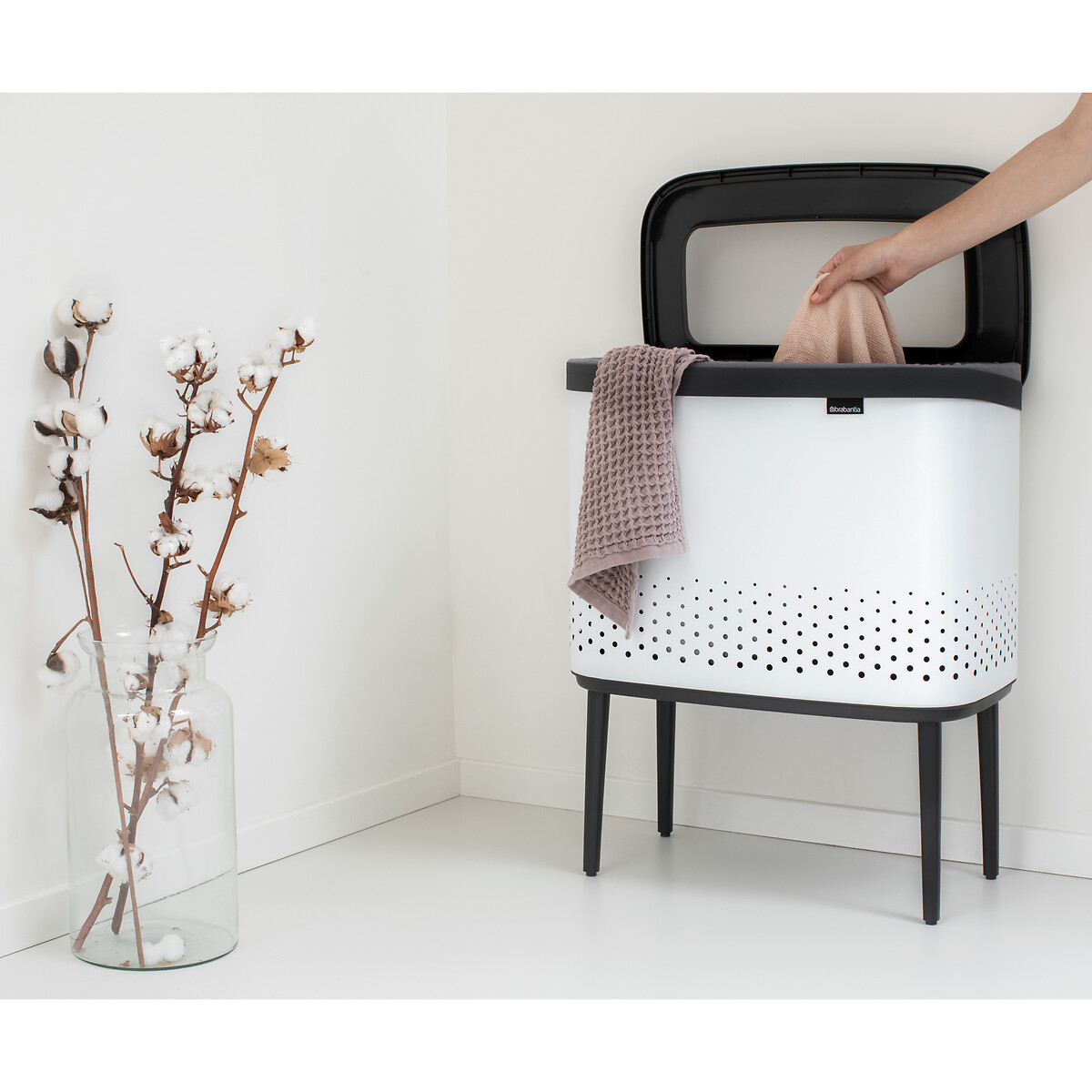 Corbeille à linge Bo 60 litres blanc, BRABANTIA