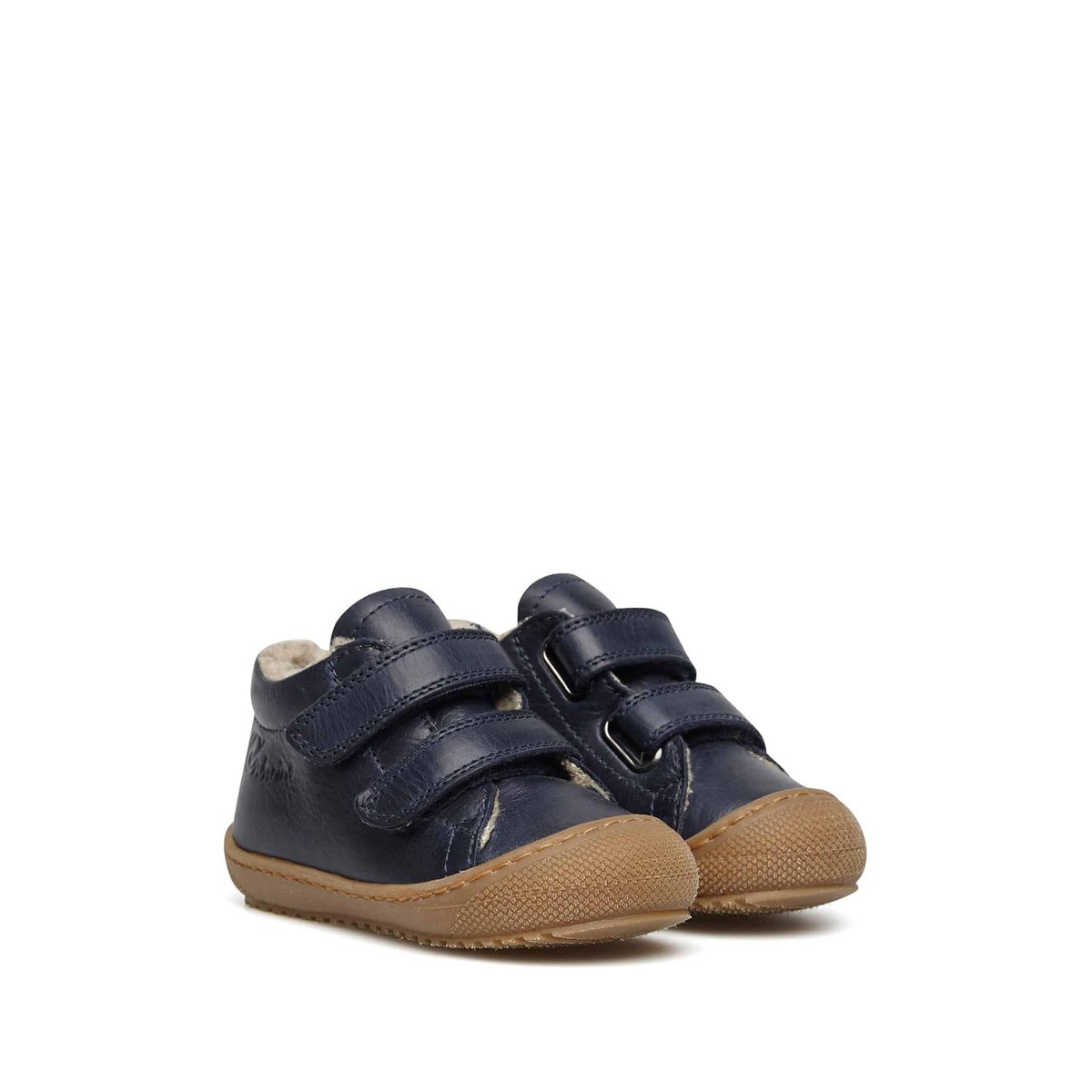 Chaussons Premiers Pas, Doublés En Laine Racoon Vl marine, NATURINO