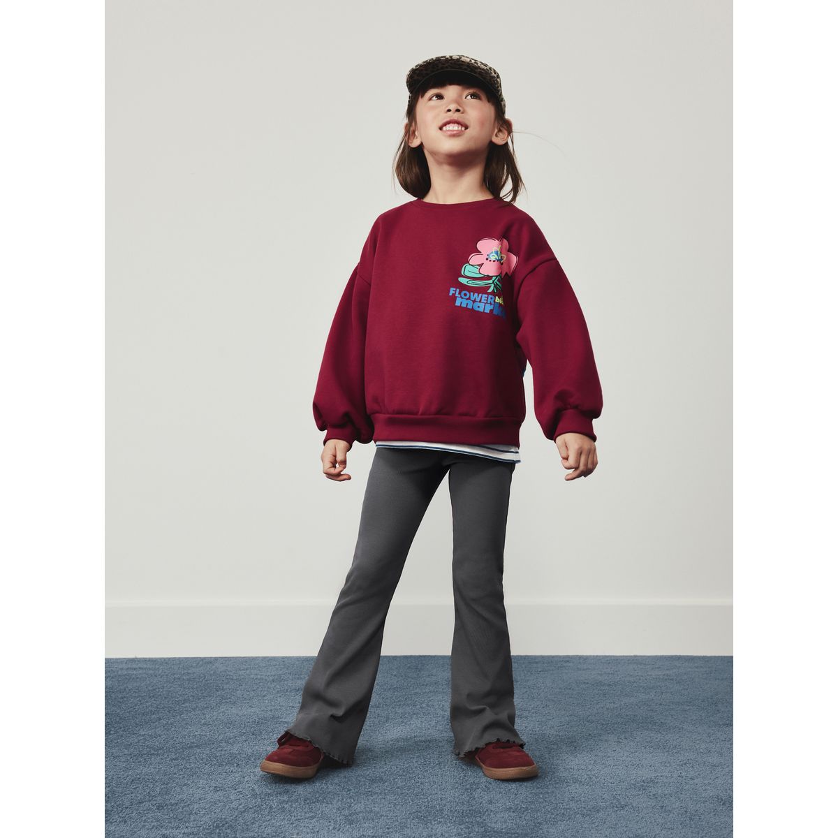 Ensemble legging évasé et sweat fleur rose baie, NEXT