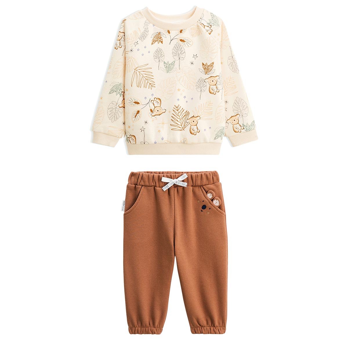 Ensemble enfant sweat et pantalon en molleton Constellation camel, PETIT BEGUIN