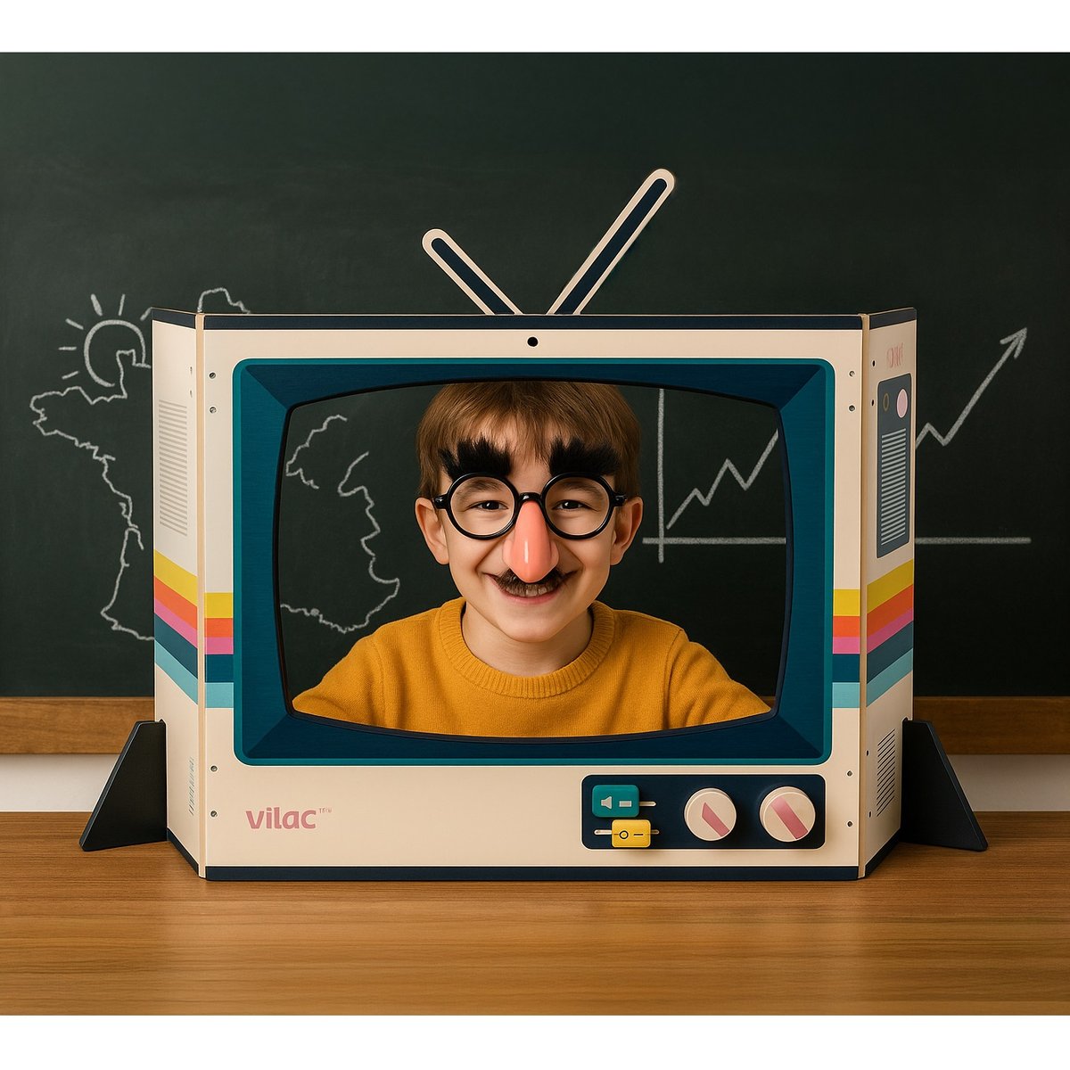 Télévision vintage en bois beige, VILAC