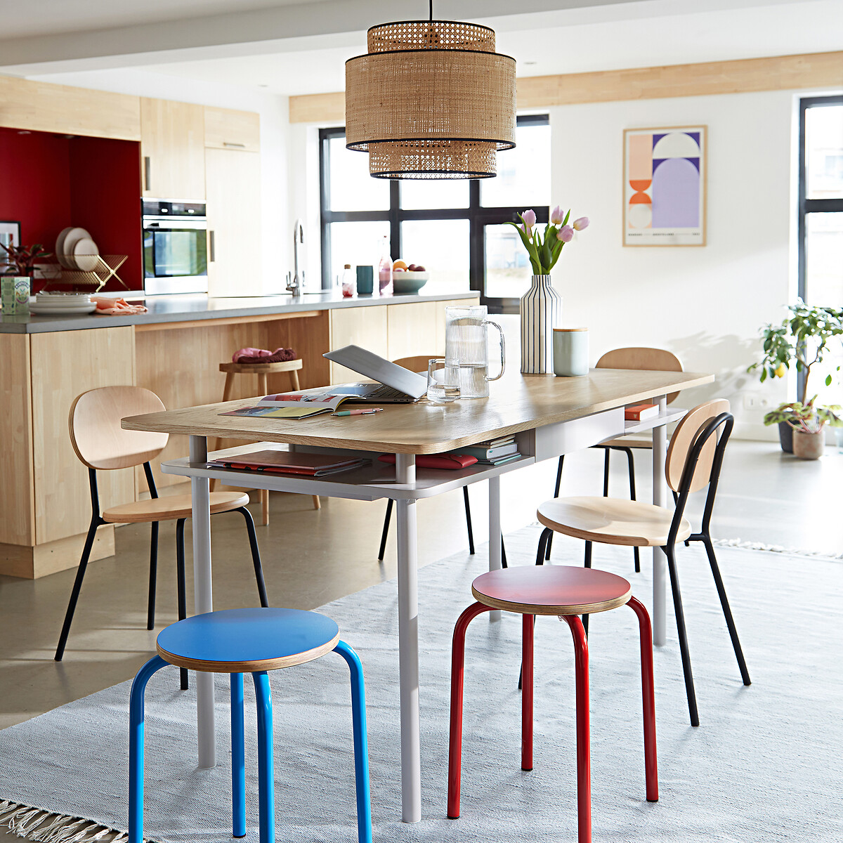 Tabouret bas empilable écolier, Hiba rouge, LA REDOUTE INTERIEURS