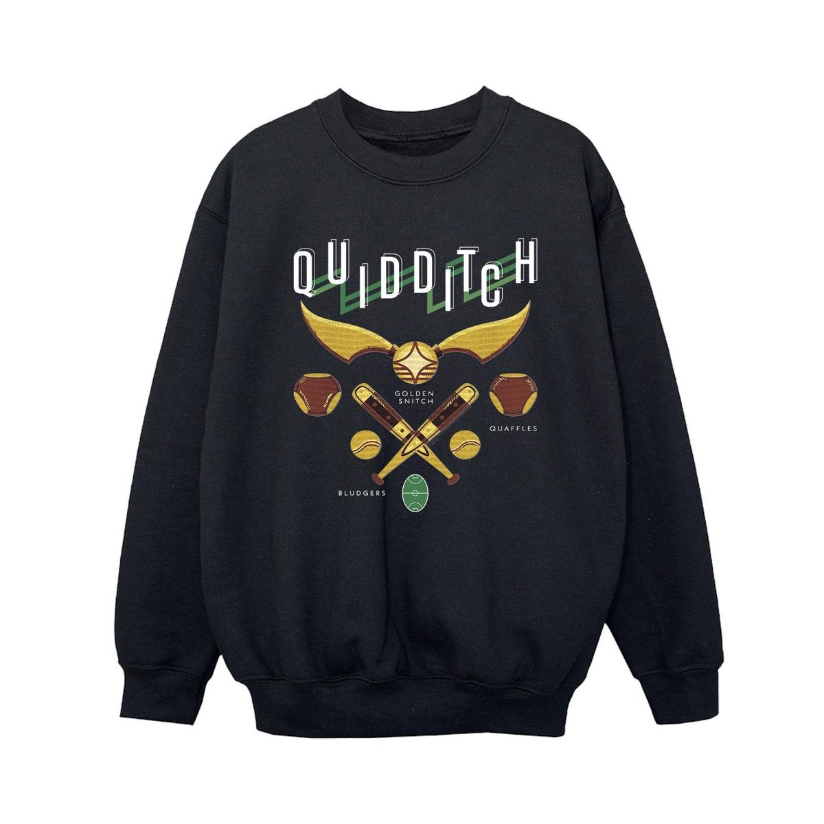 Sweat QUIDDITCH BLUDGERS QUAFFLES noir, HARRY POTTER