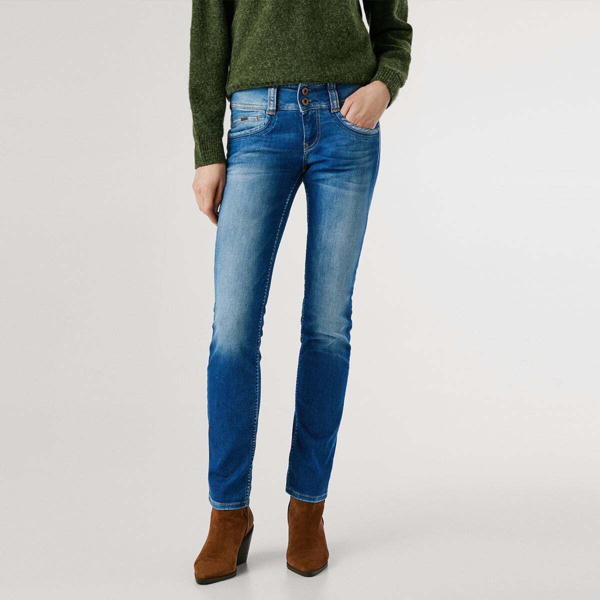 Jean slim taille standard, double boutonnage GEN 10oz str 8dip royal dk, PEPE JEANS