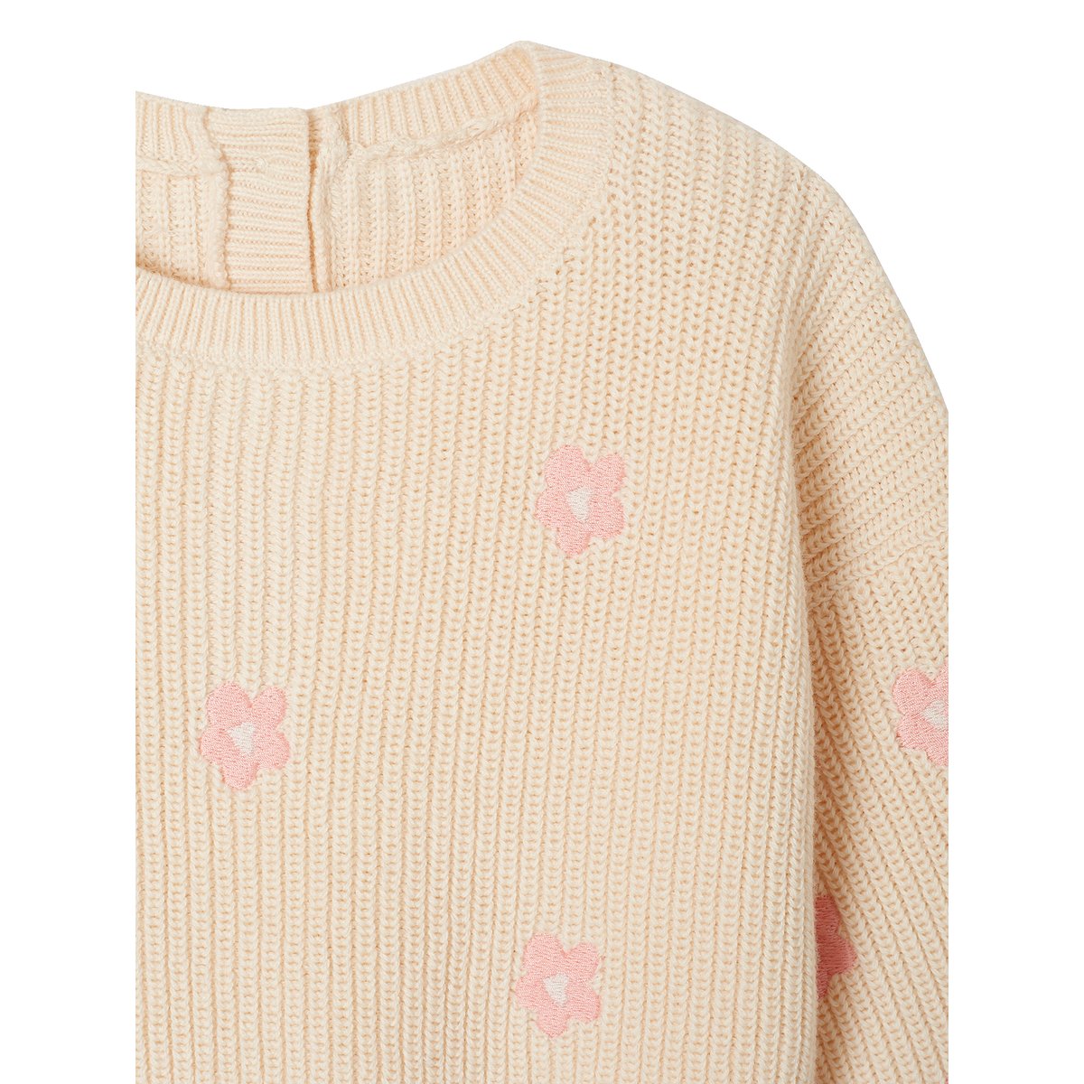 Pull bébé brodé vanille, VERTBAUDET