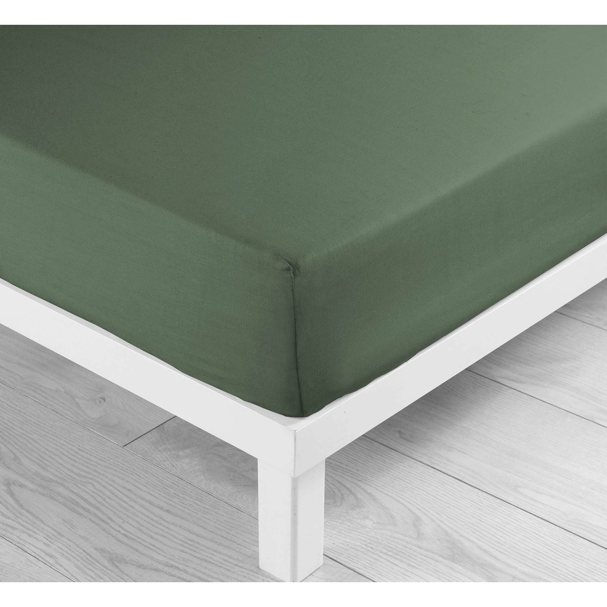 Drap housse coton 57 fils Tilleul 90 x 190 cm kaki, EDEN