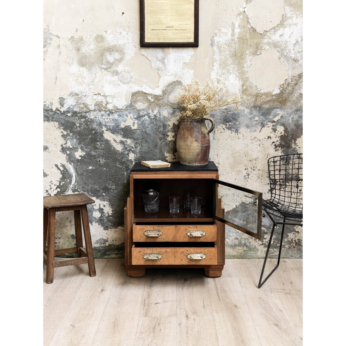 Petit buffet art déco Gilbert N°1560 - Bon état noir, DEBONGOUT