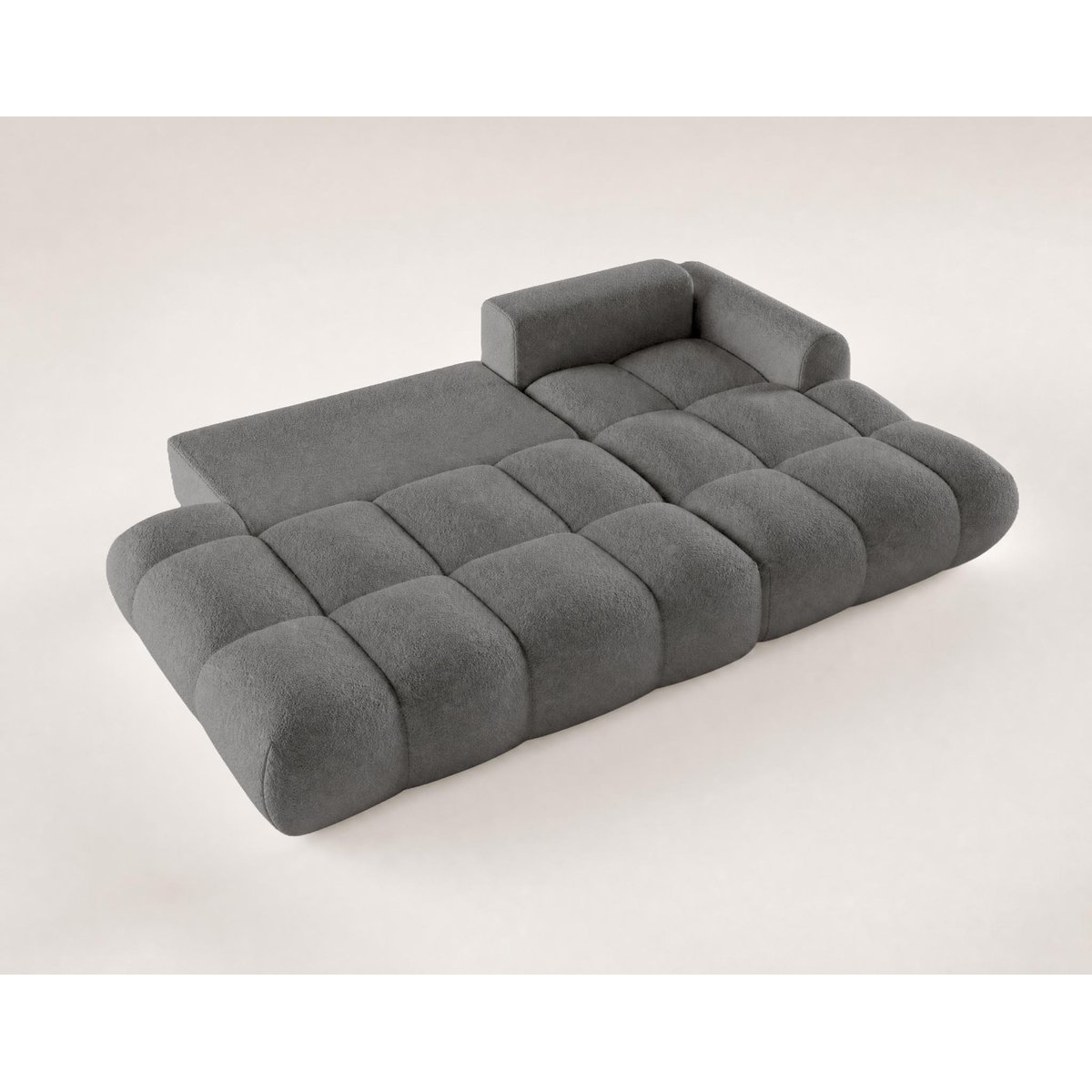 Canapé d'Angle Convertible en Tissu bouclette 4 places - YULIN gris, LISA DESIGN