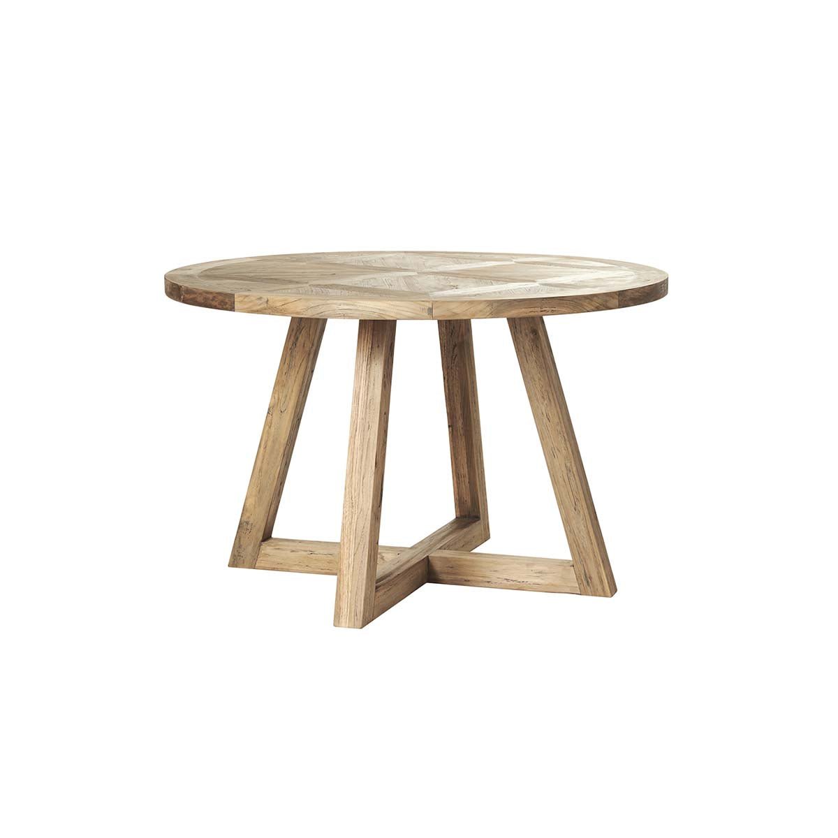 Table en bois de teck recyclé ronde 4 pers. CARGO naturel, BERAH GETAH