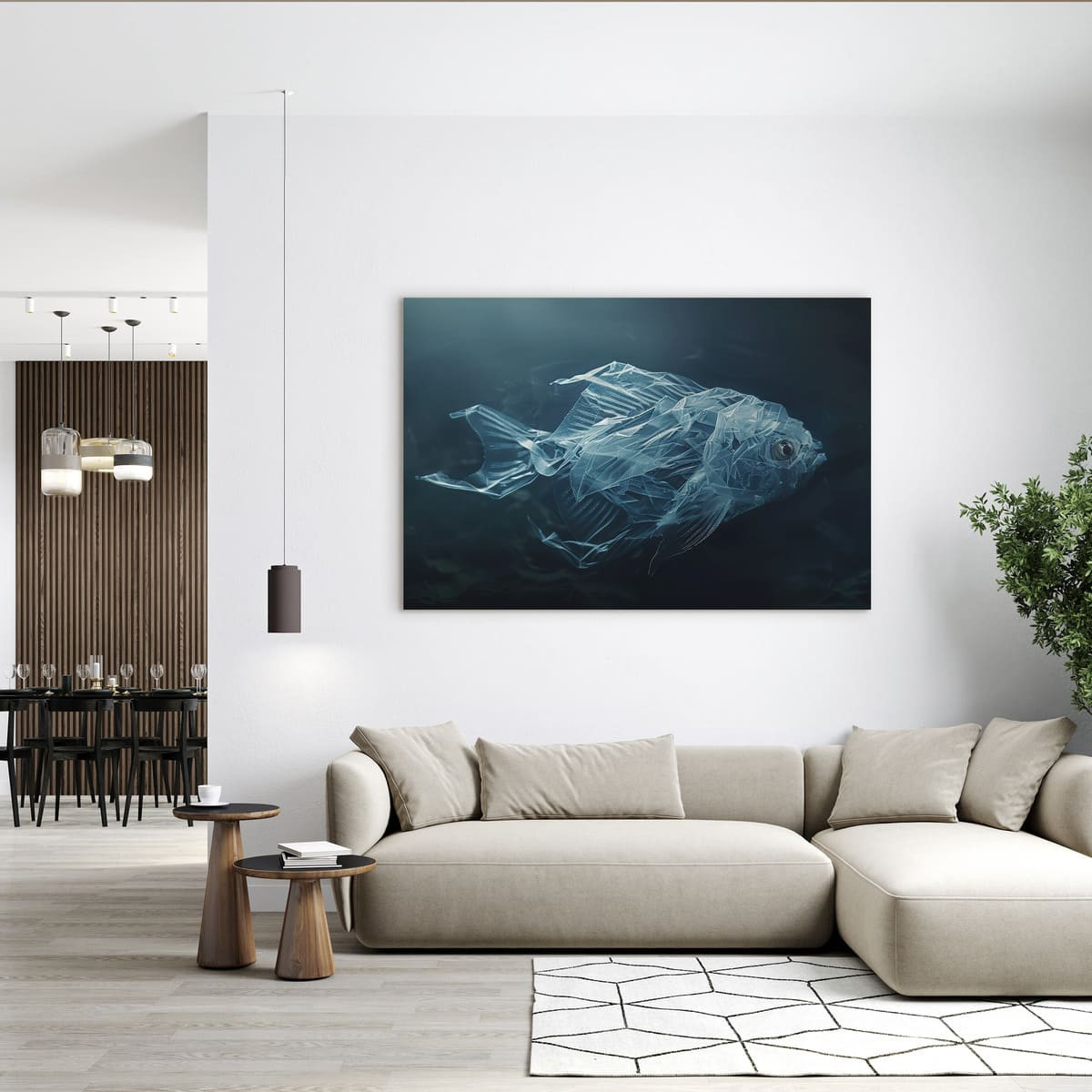 Tableau Mural Poisson Cristal MER tableau en verre synthétique, CEANOTHE