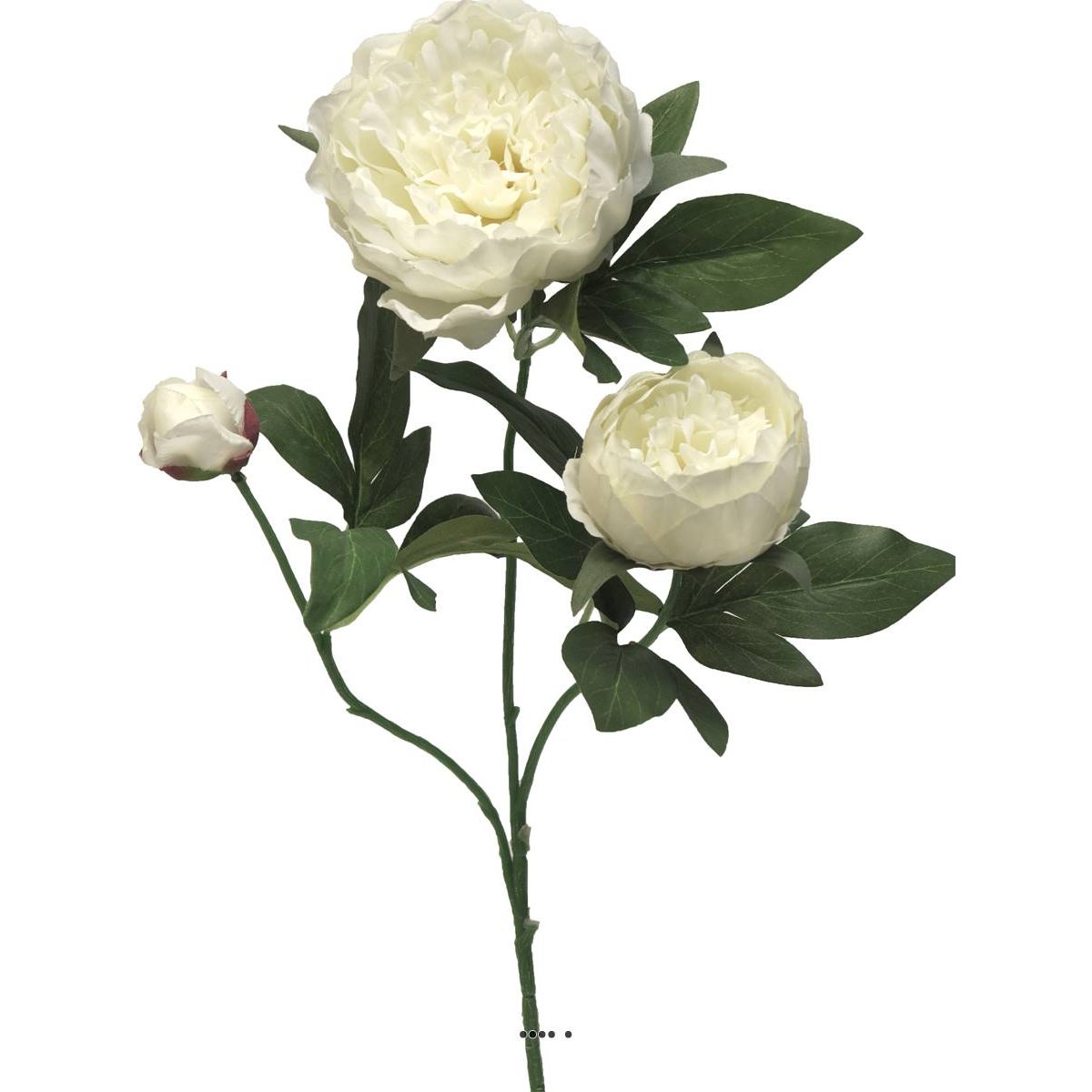 Pivoine artificielle ramifiée, 3 têtes, H crème, ARTIFICIELLES