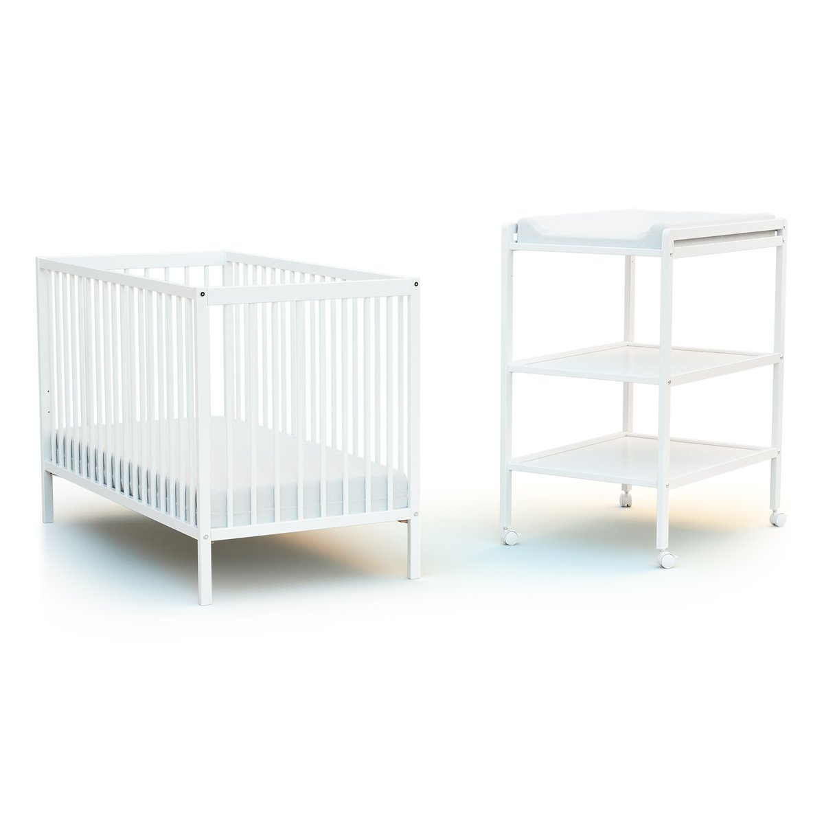 Table à langer 2 étagères en bois LILO blanc, AT4