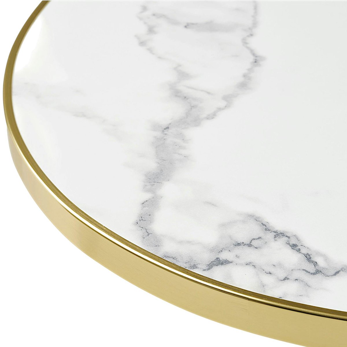 Table bistrot ronde effet marbre blanc pied alu Ø60 cm TORANO blanc, PIER IMPORT