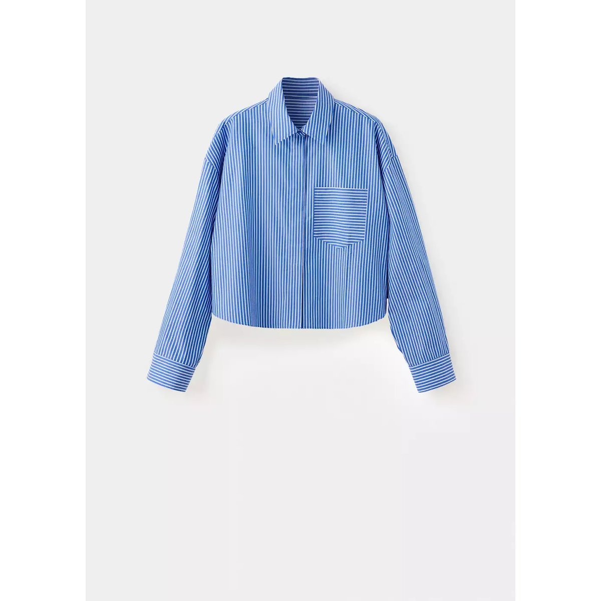 Chemise rayée poche bleu, MANGO