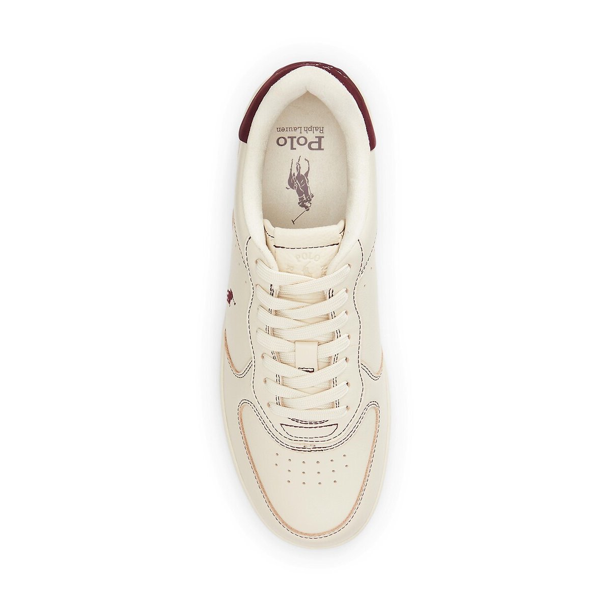 Masters Court Leather Trainers ecru/burgundy, POLO RALPH LAUREN