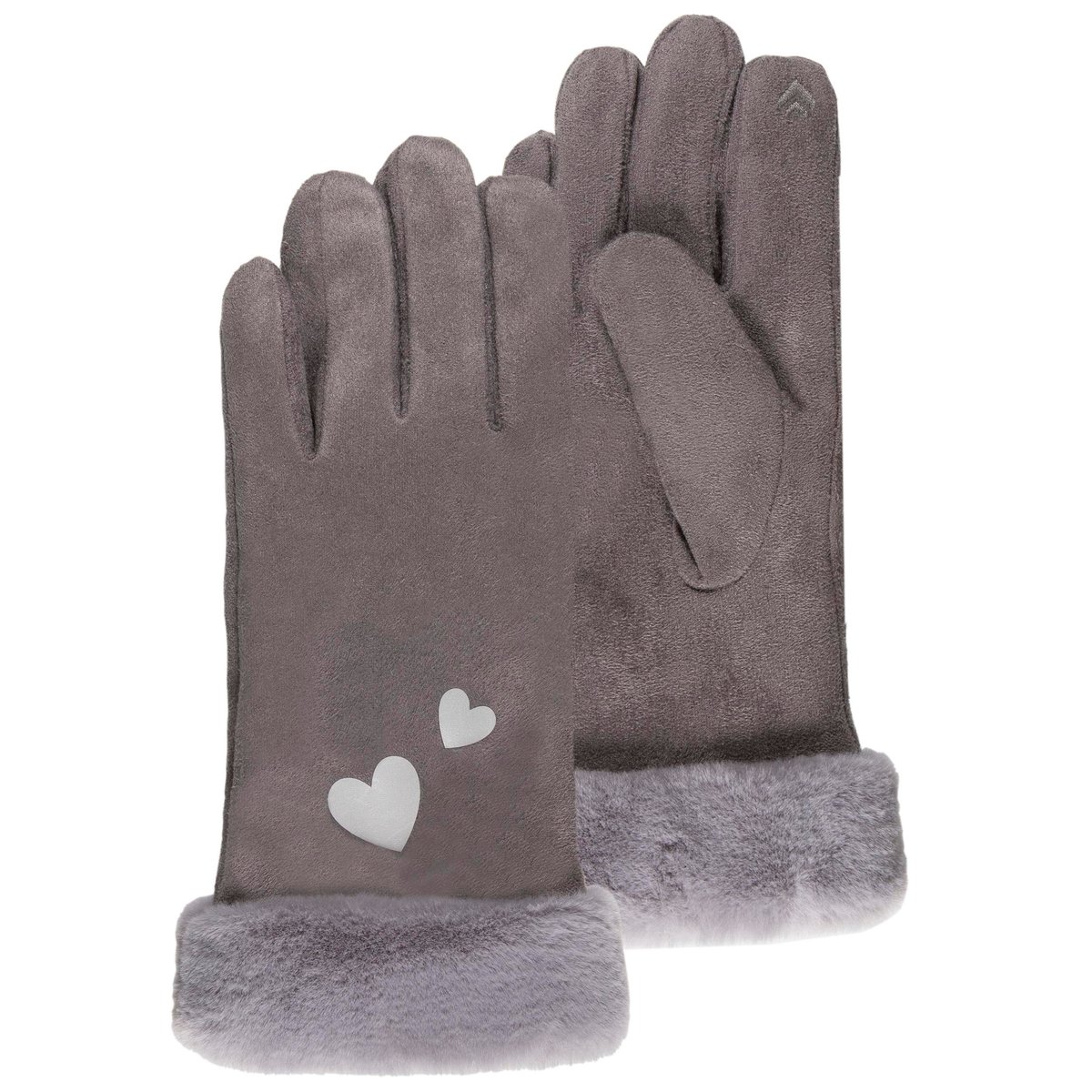 Gants tactiles, chauds, doublés imitation fourrure gris, ISOTONER
