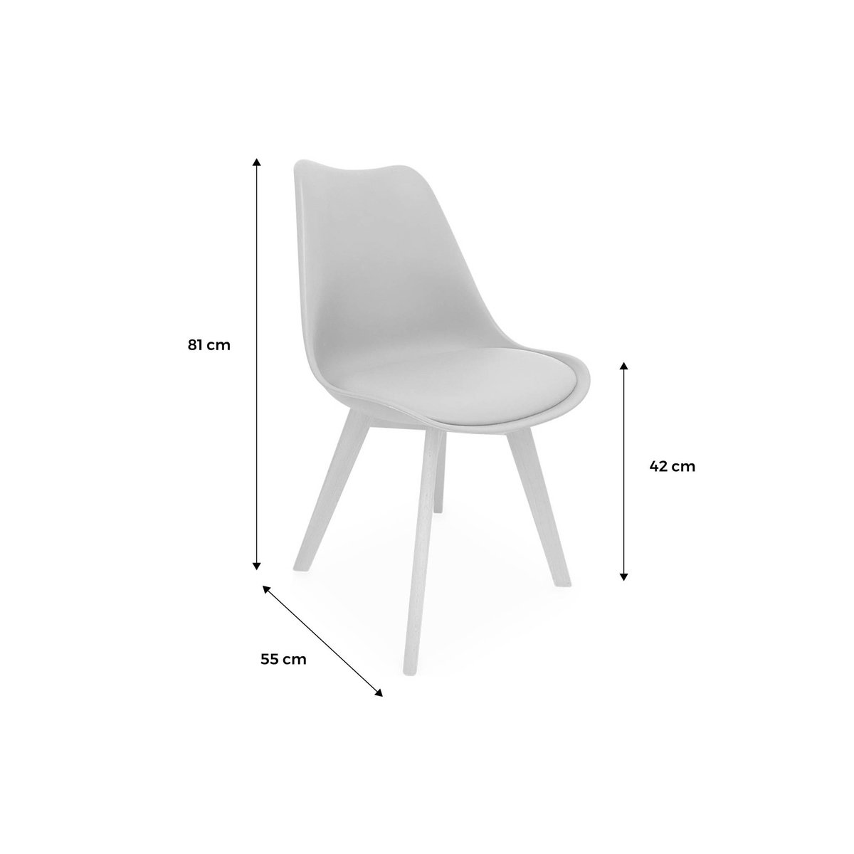 Chaise scandinave bois de hêtre et bouclette (lot de 4) NILS taupe, SWEEEK