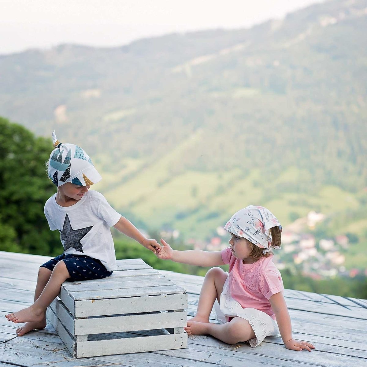 Casquette bandana bébé en bambou ELODIE bleu, SEVIRA KIDS