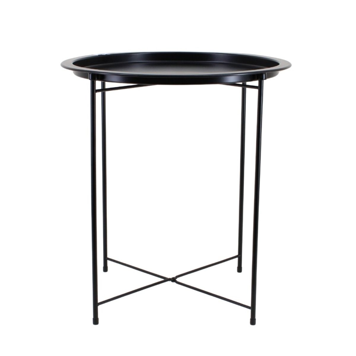 Bout de canapé rond en métal noir 47x50cm noir, ORNAMI