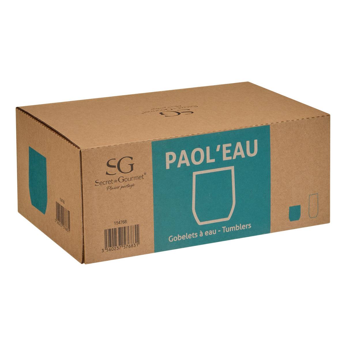 Lot de 6 verres bas en verre PAOL'EAU transparent, SECRET DE GOURMET