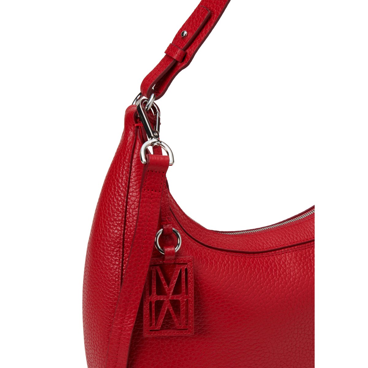 Sac à bandoulière modèle Bellilo moyen en cuir de vachette texturé rouge, MARC O'POLO