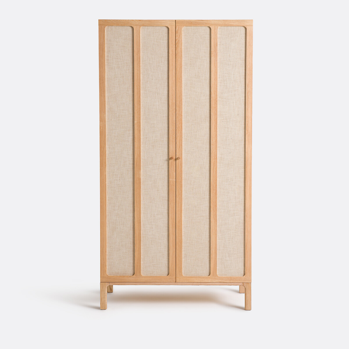 Armoire 2 portes, plaqué frêne et tissu lin, Esmara  teinté chêne /lin, LA REDOUTE INTERIEURS