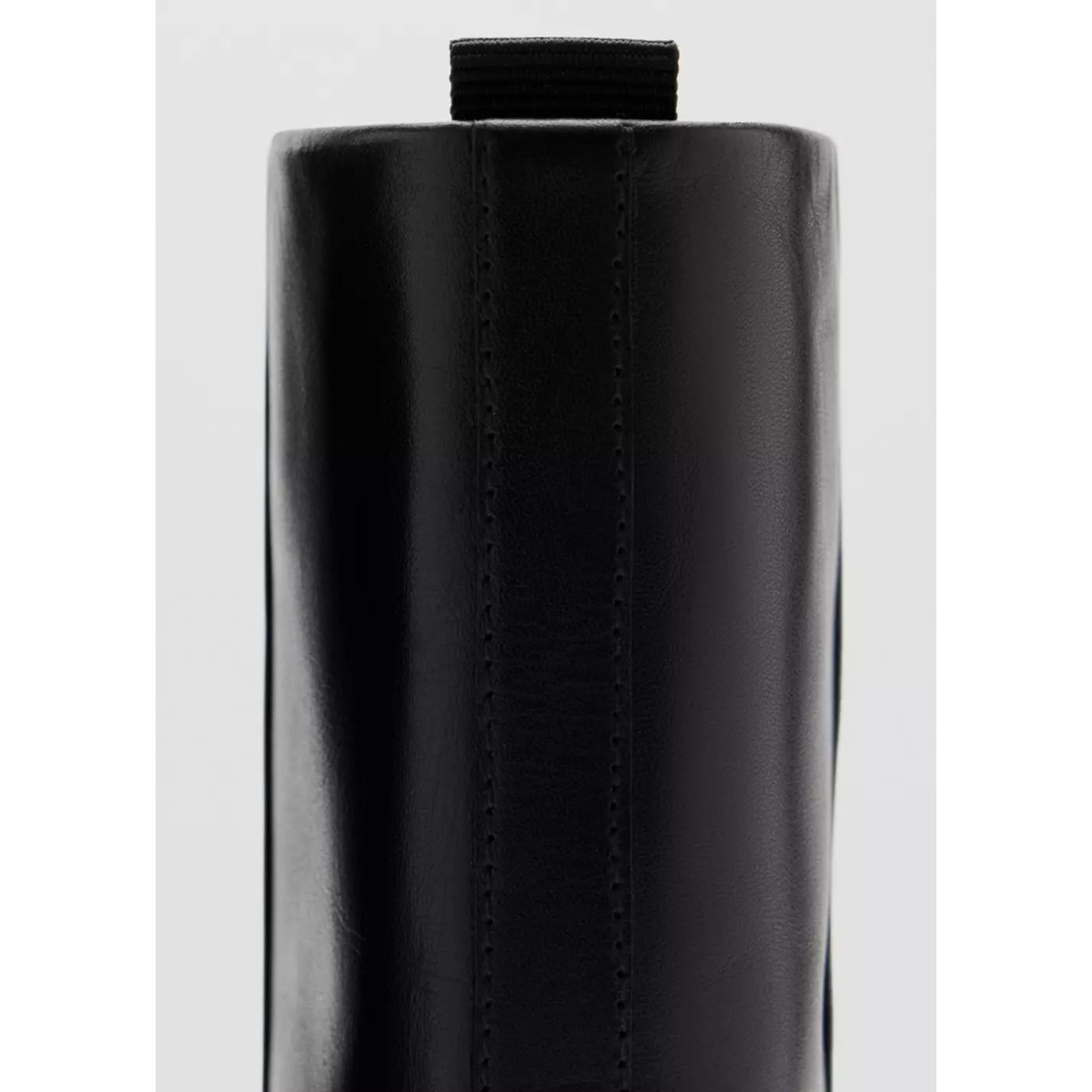 Bottines cuir bout rond noir, MANGO