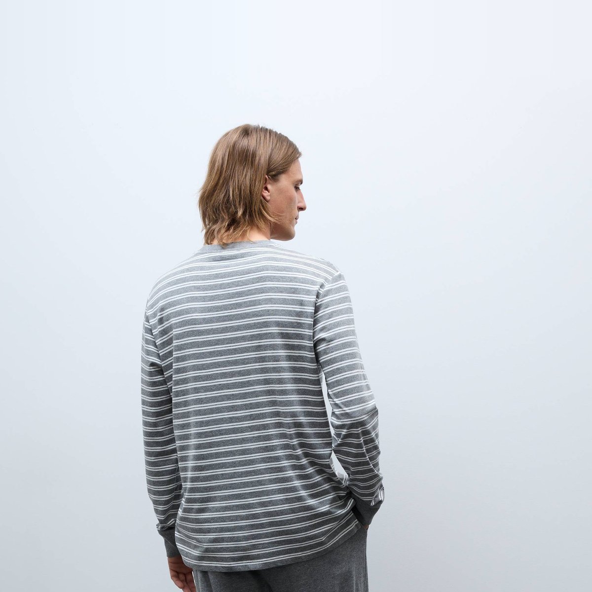 Ensemble de pyjama long en jersey en coton gris moyen, MONOPRIX