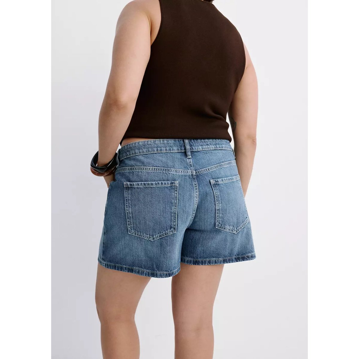 Short en jean droit bleu moyen, MANGO